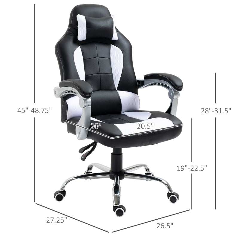 Flyta Ergonomic Executive Faux Leather White & Black Office Gaming Chair - Seasonal Overstock