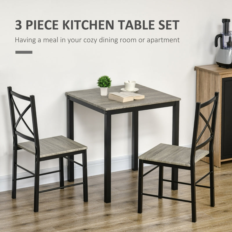 Gemma 3pc Small Dinette Table and 2 Chairs Set - Grey - Seasonal Overstock