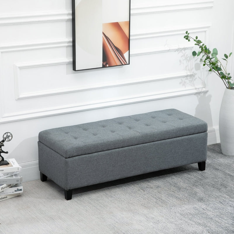 Isra 51" Grey Upholstered Storage Bench - Seasonal Overstock