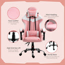 Koral Pink Gaming Chair with Adjustable Head Pillow and Lumbar Support - Seasonal Overstock