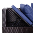 Lana 3pc Outdoor Rattan Sofa Sectional and Table - Blue - Seasonal Overstock