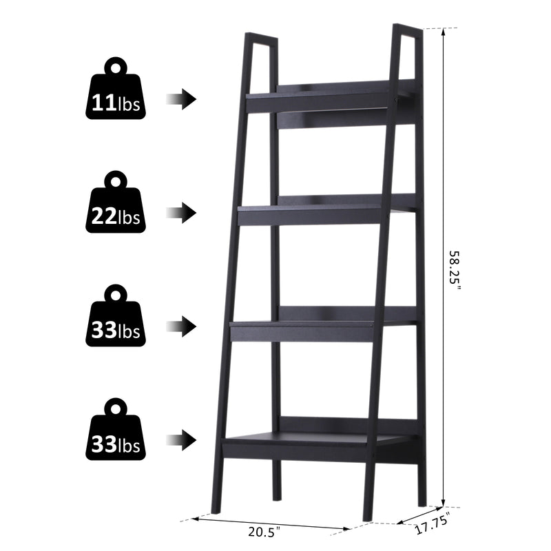 Meena 4 Tier Ladder Shelf Pair - Black - Seasonal Overstock
