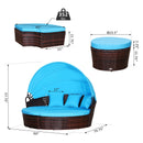 Paloma 4pc Outdoor Rattan Sofa Bed / Patio Conversation Set - Blue - Seasonal Overstock