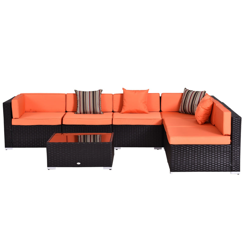 Wellington Shores 7pc Outdoor Sectional Sofa - Orange - Seasonal Overstock