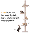 Cat Trees, Floor To Ceiling 5 Tier Cat Tree in Beige - Seasonal Overstock