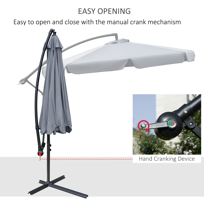 9ft Offset Cantilever Patio Umbrella with Easy Tilt Adjust - Dark Grey - Seasonal Overstock