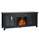 Fireplaces, Elio Black 1400W Electric Fireplace TV Stand for TVs up to 65" - Seasonal Overstock