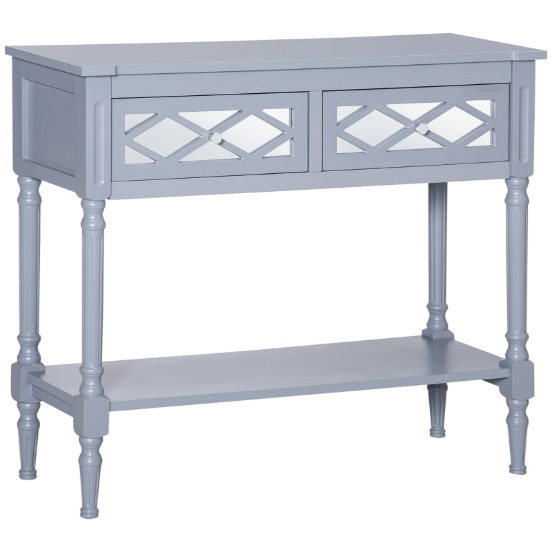 Galadriel 36" Grey Console Hall Table with 2 Drawers - Seasonal Overstock