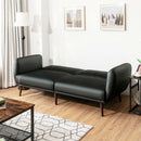 Graeme 81" Faux Leather Convertible Futon Sofa Bed - Black - Seasonal Overstock
