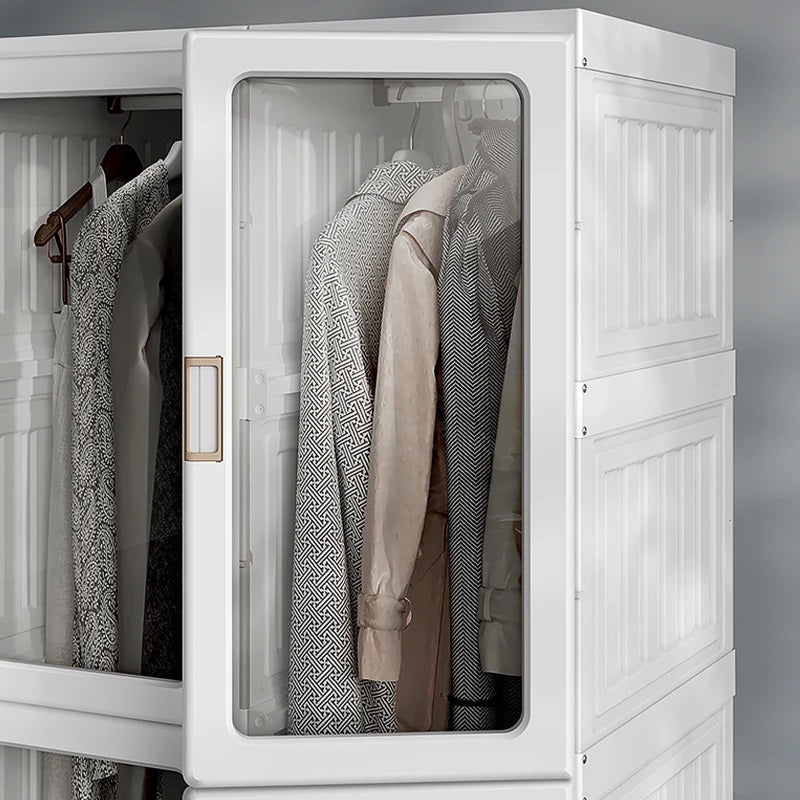 Idara Portable White Wardrobe Closet Armoire - Seasonal Overstock