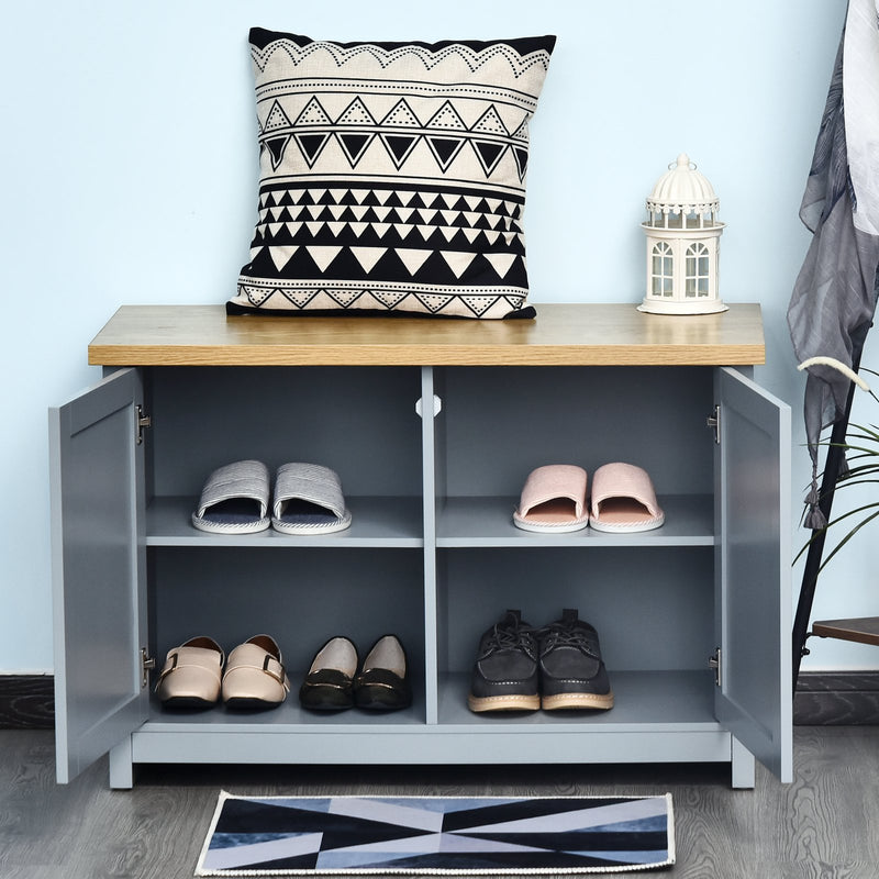 Julianna Blue Grey Two Door Shoe Storage Cabinet - Seasonal Overstock