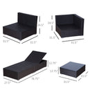 Placid Peak Modular Outdoor Patio Sectional Sofa, Loungers and Table 9pc Set - Red / Dark Brown