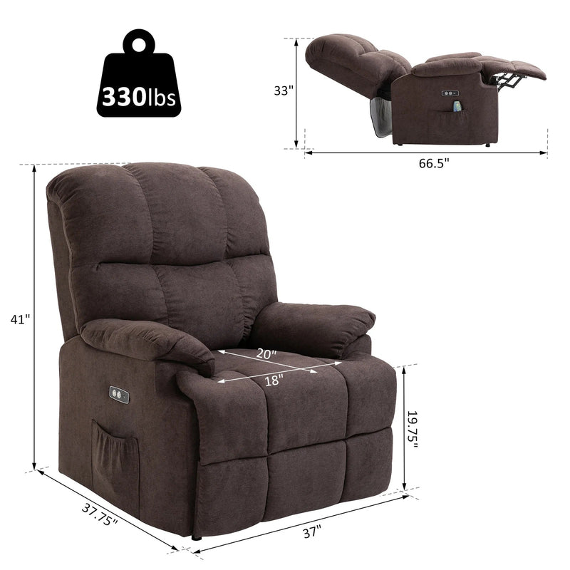 Plush Reclining Lift-Assist Chair in Brown - Seasonal Overstock