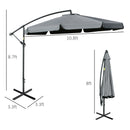 Patio Umbrella, 11ft Offset Cantilever Patio Umbrella with Easy Tilt Adjust - Grey - Seasonal Overstock