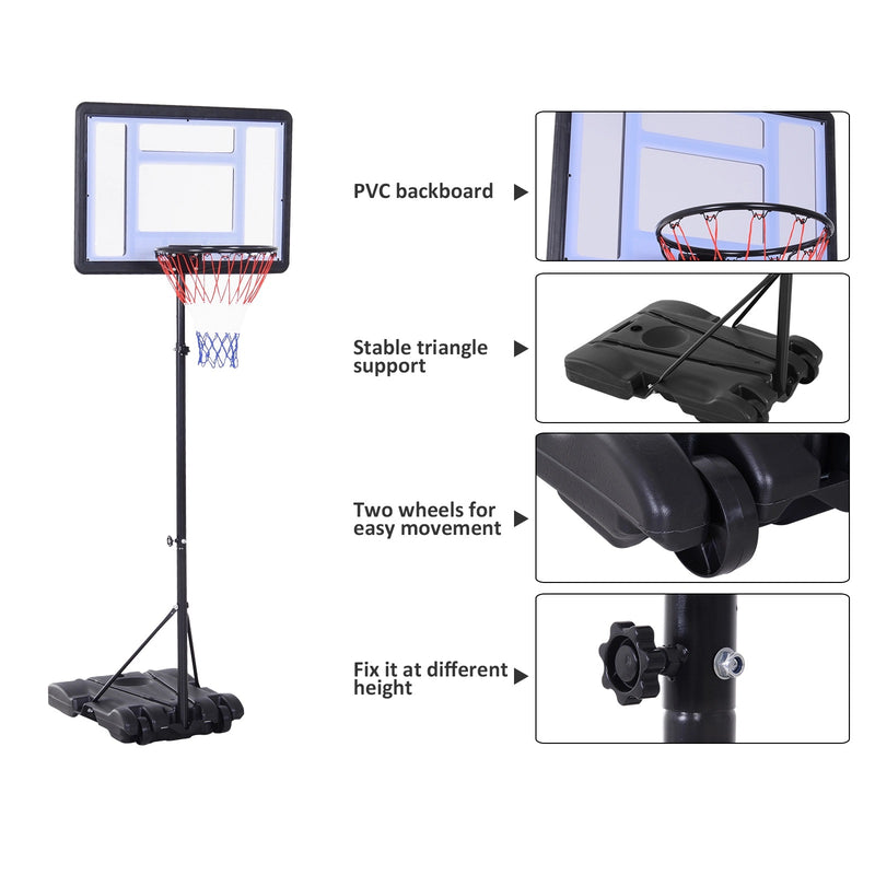 Kid Skills Basketball Stand - Adjustable 5 - 6.9ft Hoop Height - Seasonal Overstock