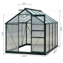 Greenhouses, 6.2' x 8.3' Walk-In Aluminum Frame Greenhouse with Polycarbonate Panels, Sliding Door - Green - Seasonal Overstock