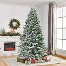 Christmas Trees, 7.5ft Artificial Snow Flocked Green Christmas Tree - Seasonal Overstock