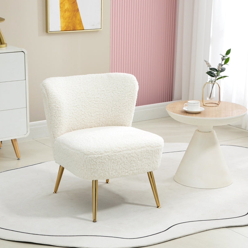 Deanna Fleece Upholstered Armless Lounge Chair - White - Seasonal Overstock