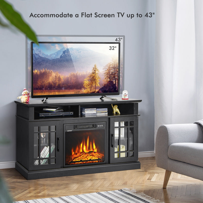 Felder Black 1400W Electric Fireplace TV Stand for TVs up to 50" - Seasonal Overstock