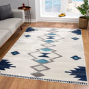 Area Rugs, Navi Cream / Blue Geometric Area Rug by Mercury Splash - Seasonal Overstock