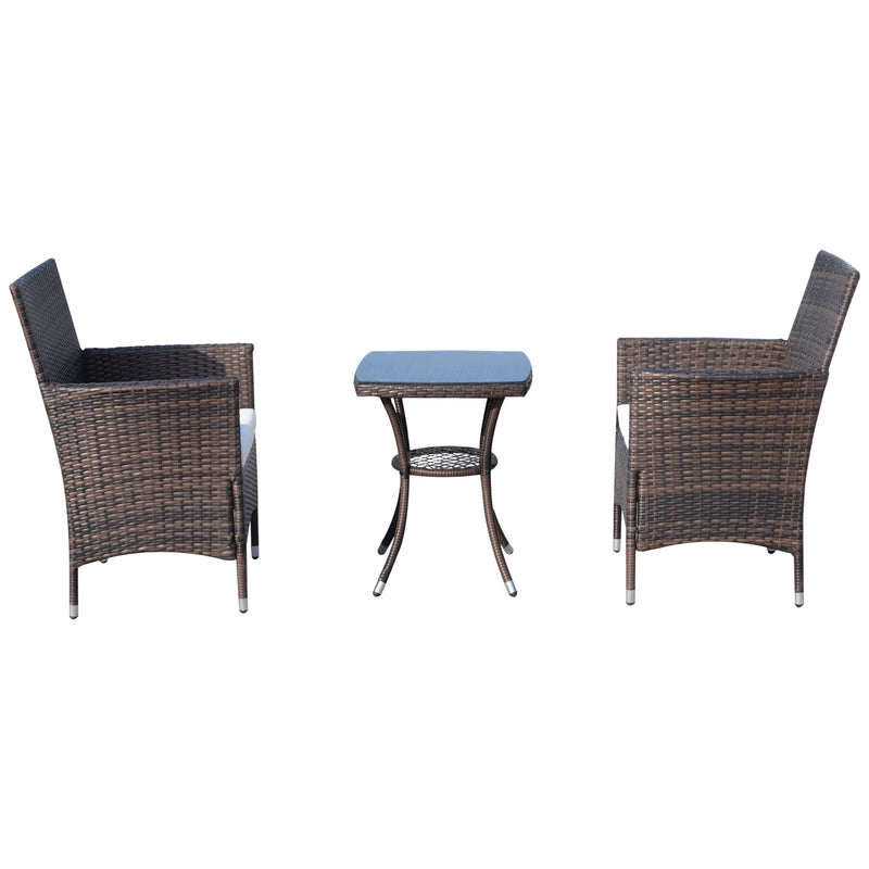 Okana 3pc Rattan Patio Chairs & Table Set - Coffee Brown - Seasonal Overstock