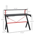 Rizer 47" 2-Tier Black and Red Gaming Desk with Cup Holder and Headphone Stand - Seasonal Overstock