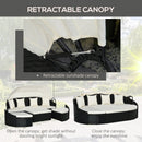 Serena 4pc Outdoor Rattan Sofa Bed / Patio Conversation Set - Cream White - Seasonal Overstock