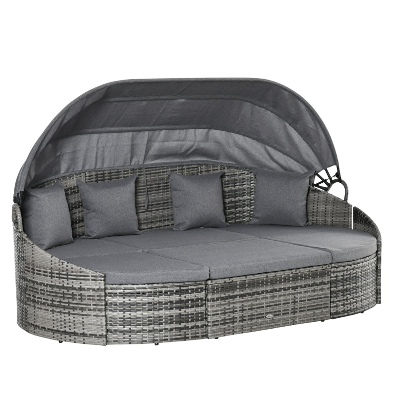 Serena 4pc Outdoor Rattan Sofa Bed / Patio Conversation Set - Grey - Seasonal Overstock