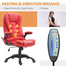 Xavi Luxury Executive Office Chair with Heated Vibration Massage - Red - Seasonal Overstock