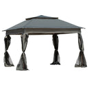 Gazebos, Zella 11' x 11' Grey Pop-Up Gazebo with Mesh Walls and Carry Bag - Seasonal Overstock