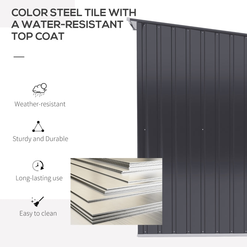 3.3' x 3.4' Lockable Lean-to Steel Storage Shed - Dark Grey - Seasonal Overstock