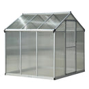 Greenhouses, 6' x 6.2' Walk-In Aluminum Frame Greenhouse with Polycarbonate Panels, Swing Door - Silver - Seasonal Overstock