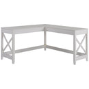 Desks, Cheyenne White Wood Grain L-Shaped Corner Computer Desk - Seasonal Overstock