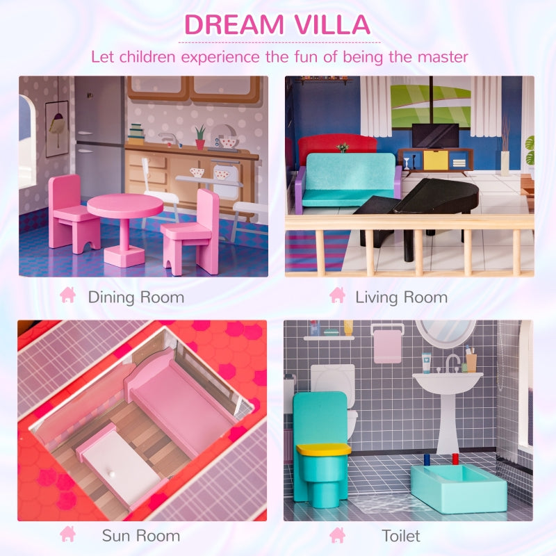 Dreamhouse 3-Story Villa Doll House with Elevator & Furniture - Seasonal Overstock