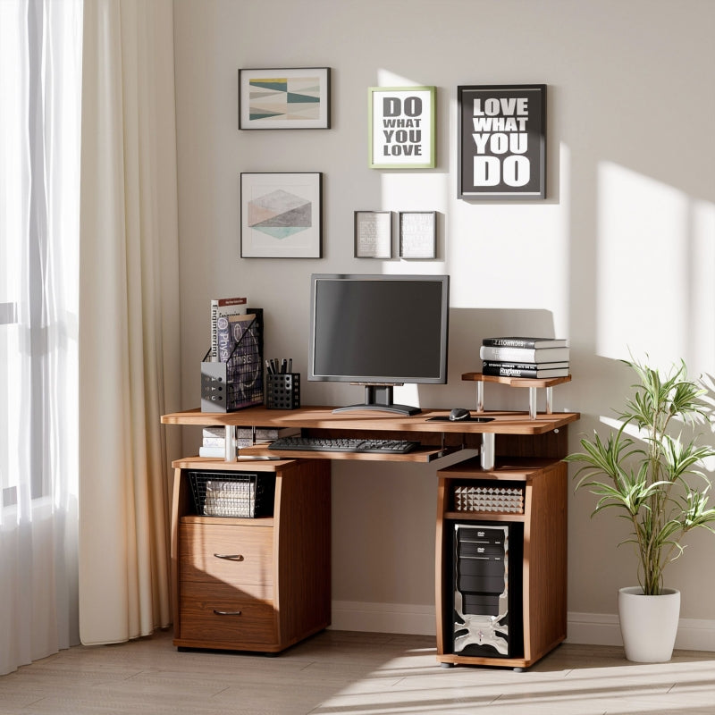 Esme Modern Computer Desk with Storage Drawers and Keyboard Tray - Walnut Brown - Seasonal Overstock