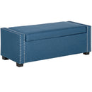 Benches, Osman 47" Nailhead Blue Upholstered Storage Bench - Seasonal Overstock