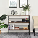 Petr Rustic Brown Industrial 3-Tier Bookshelf - Seasonal Overstock
