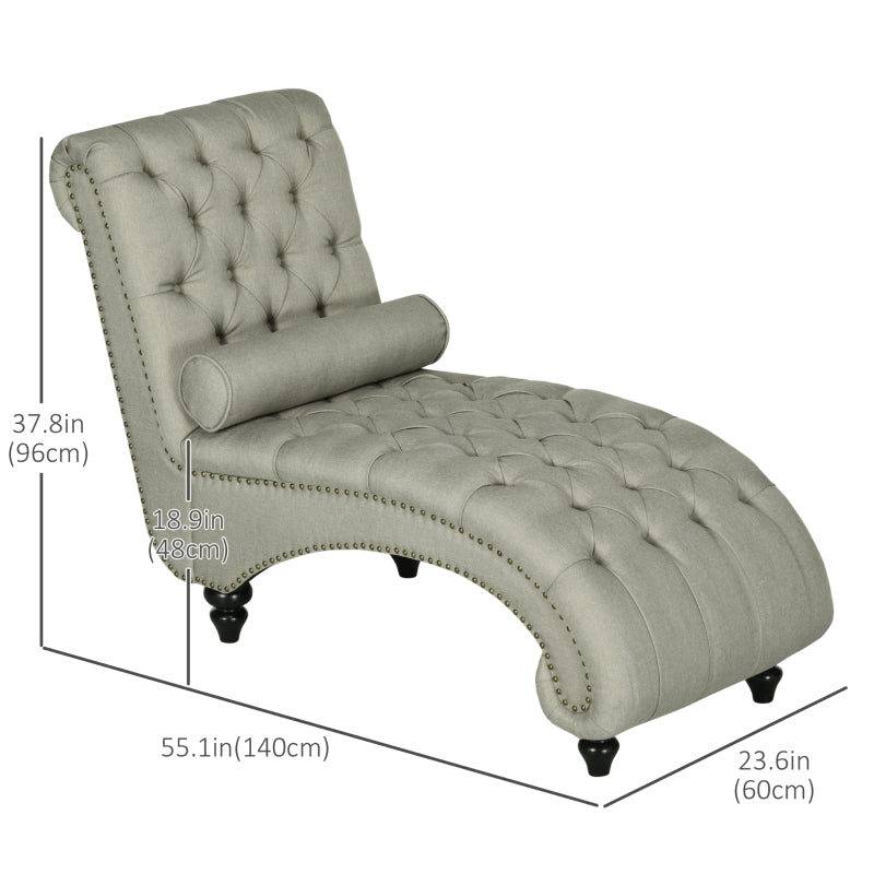 Valencia Button Tufted Chaise Lounge Chair - Beige - Seasonal Overstock