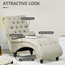 Chaise Lounge, Valencia Button Tufted Chaise Lounge Chair - Beige - Seasonal Overstock