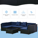Patio Furniture, Wellington Shores 7pc Outdoor Sectional Sofa - Dark Blue - Seasonal Overstock