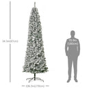 Christmas Trees, 9ft Pre Lit Flocked Slim Christmas Tree with Warm White LED Lights - Seasonal Overstock