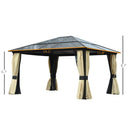 Aspen 14' x 12' Hard Top Patio Gazebo with Curtains and Netting - Seasonal Overstock