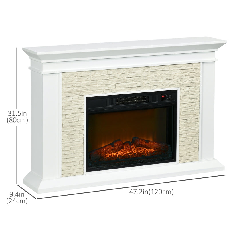 Gavin 1400W Electric Fireplace with Mantle and Timer - White - Seasonal Overstock
