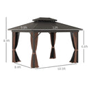 Jasper 10' x 12' Aluminum Two Tier Hard Top Patio Gazebo - Seasonal Overstock