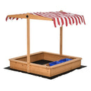 Kids Casa 42" x 42" Sandbox with Canopy Shade - Red Stripes - Seasonal Overstock