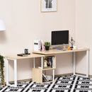 Libra Multi-Configuration Corner Desk with Shelves in Oak and White - Seasonal Overstock