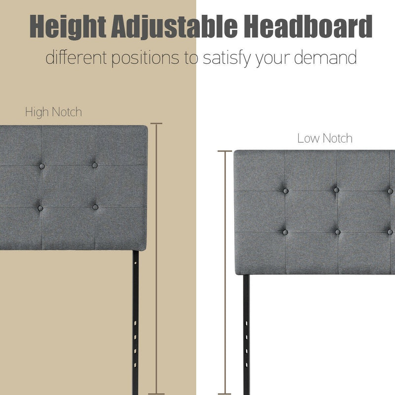 Regan Full & Queen Size Adjustable Grey Upholstered Headboard - Seasonal Overstock