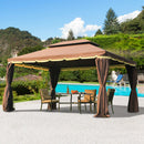 Thisbe 10' x 13' Two-Tier Brown Canopy Gazebo - Seasonal Overstock