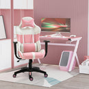 Gaming Chairs, Vivi Pink Gaming Chair with Adjustable Lumbar and Head Pillow - Seasonal Overstock