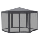 Gazebos, 13ft Hexagonal Portable Party Gazebo with Mesh Walls - Dark Grey - Seasonal Overstock
